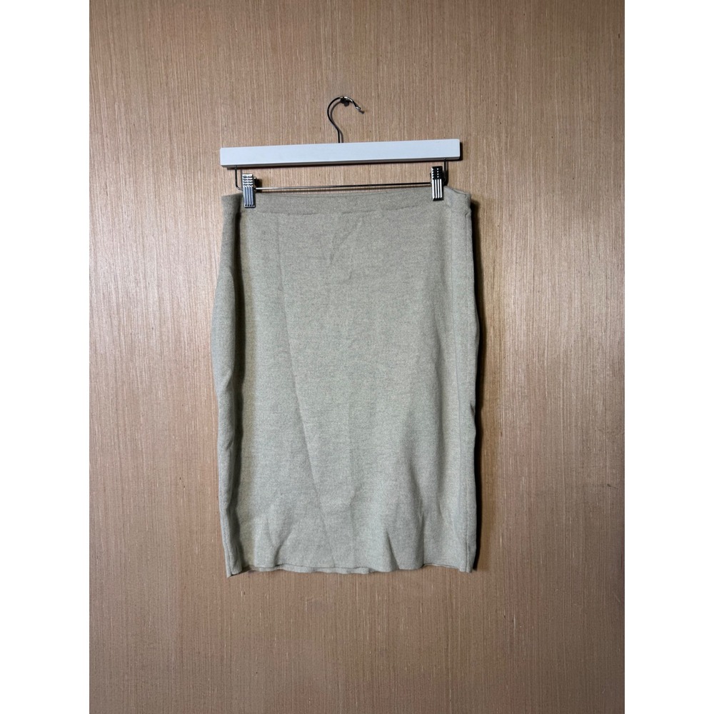 Eileen Fisher 100% Wool Knit Pencil Skirt Oatmeal Beige Grey Size Medium M F16CW